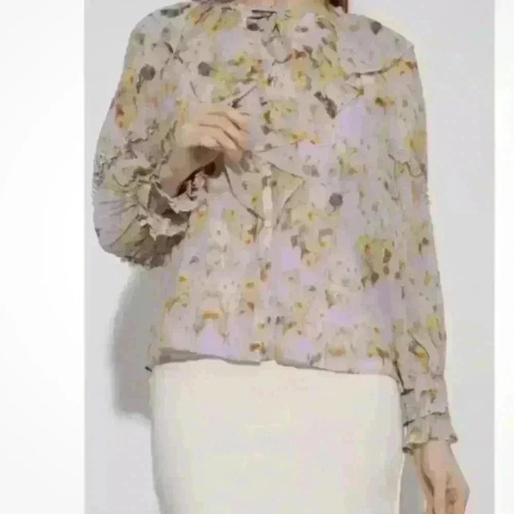 All Saints NET Ava Floral Top Tunic Blouse Long Sleeve Size 10 $159 New - Picture 2 of 4